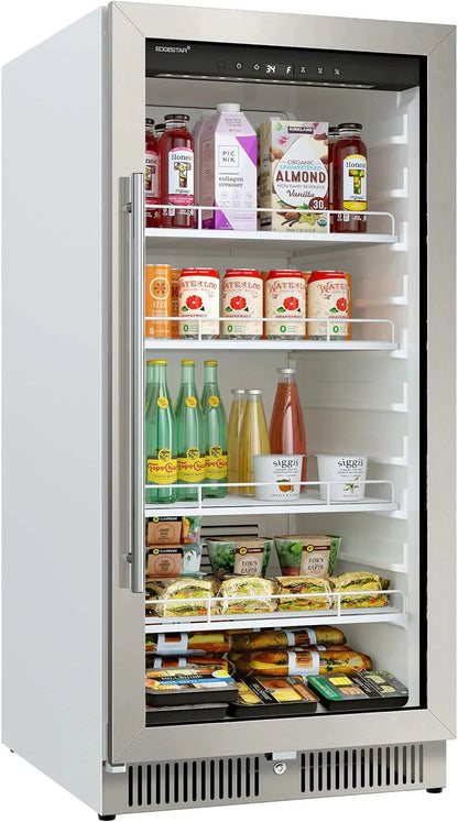 EdgeStar VBM101 22" Wide 10.1 Cu. Ft. Commercial Beverage Merchandiser – Stainless Steel, Temp Alarm, Reversible Door