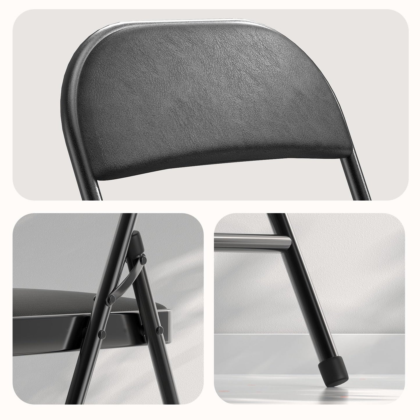 NAZHURA 4 Pack Folding Chairs with Padded Cushion