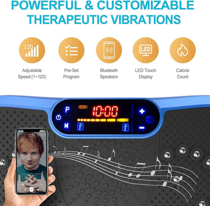 Vibration Plate Fitness Platform Exercise Machine Vibrating Lymphatic Drainage Shaking Full Body Shaker Workout Vibrate Stand Shake Board Sport Gym for Weight Loss Fat Burner for Women Men