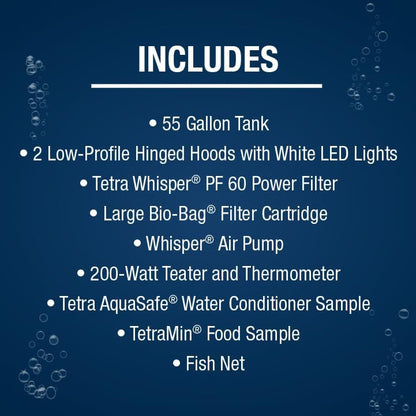 Complete LED Aquarium 55 Gallons, Includes LED Lighting, Filtration, Heater and Accessories