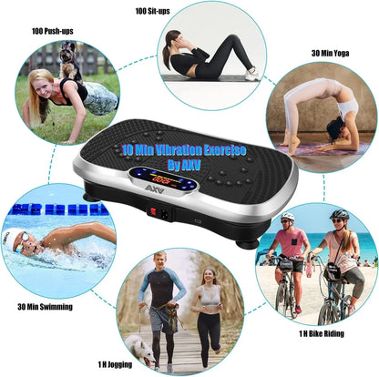 Vibration Plate Fitness Platform Exercise Machine Vibrating Lymphatic Drainage Shaking Full Body Shaker Workout Vibrate Stand Shake Board Sport Gym for Weight Loss Fat Burner for Women Men