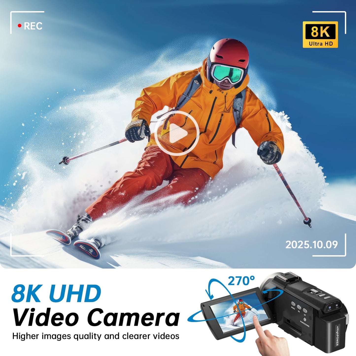 MWIRB 8K Ultra HD Video Camera with WiFi & 18X Zoom