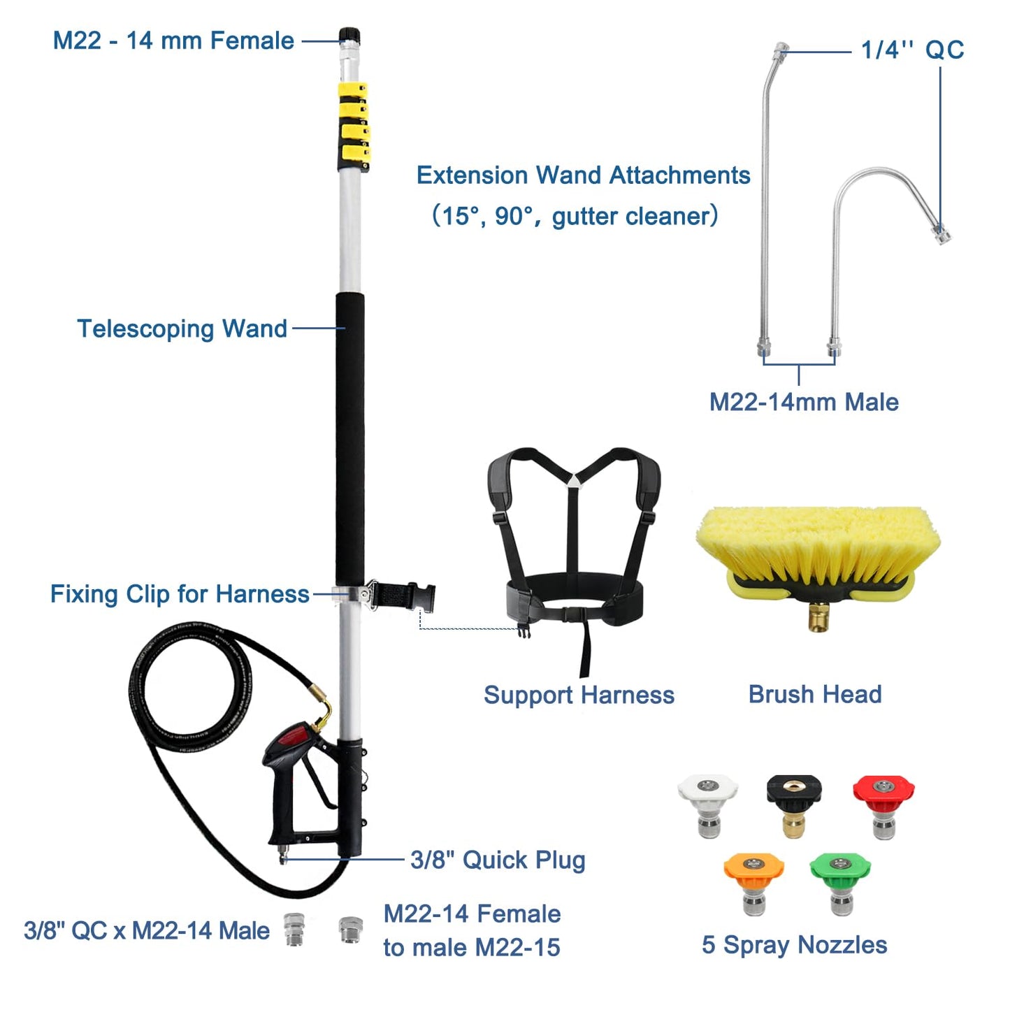 JANZ Aluminum 24 FT Telescoping Pressure Washer Wand