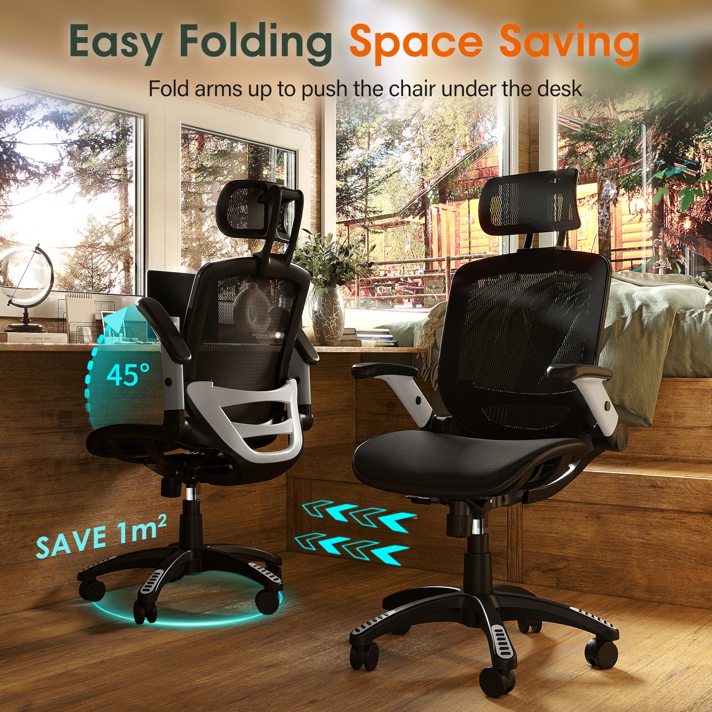 GABRYLLY Ergonomic High Back Office Chair with Headrest
