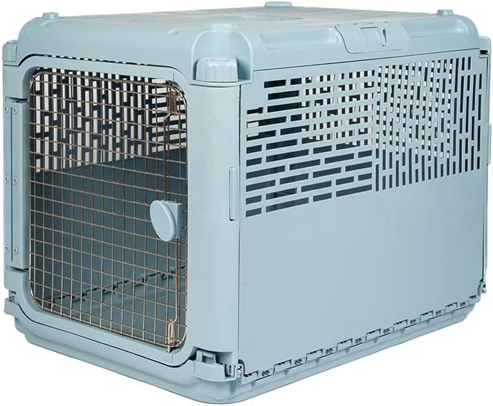 Designs Plastic Kennels Rolling Plastic Airline Approved Wire Door Travel Dog Crate, XXX-Large, Gray