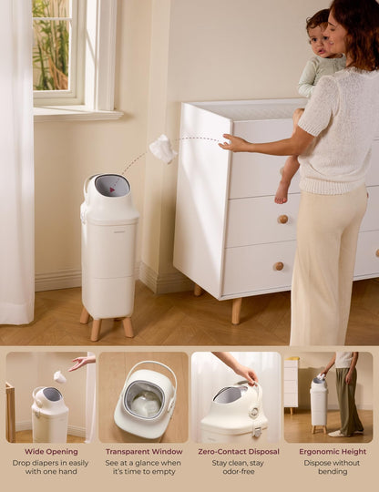 MOMCOZY Diaper Pail with Triple-Seal Odor Control & Large Capacity