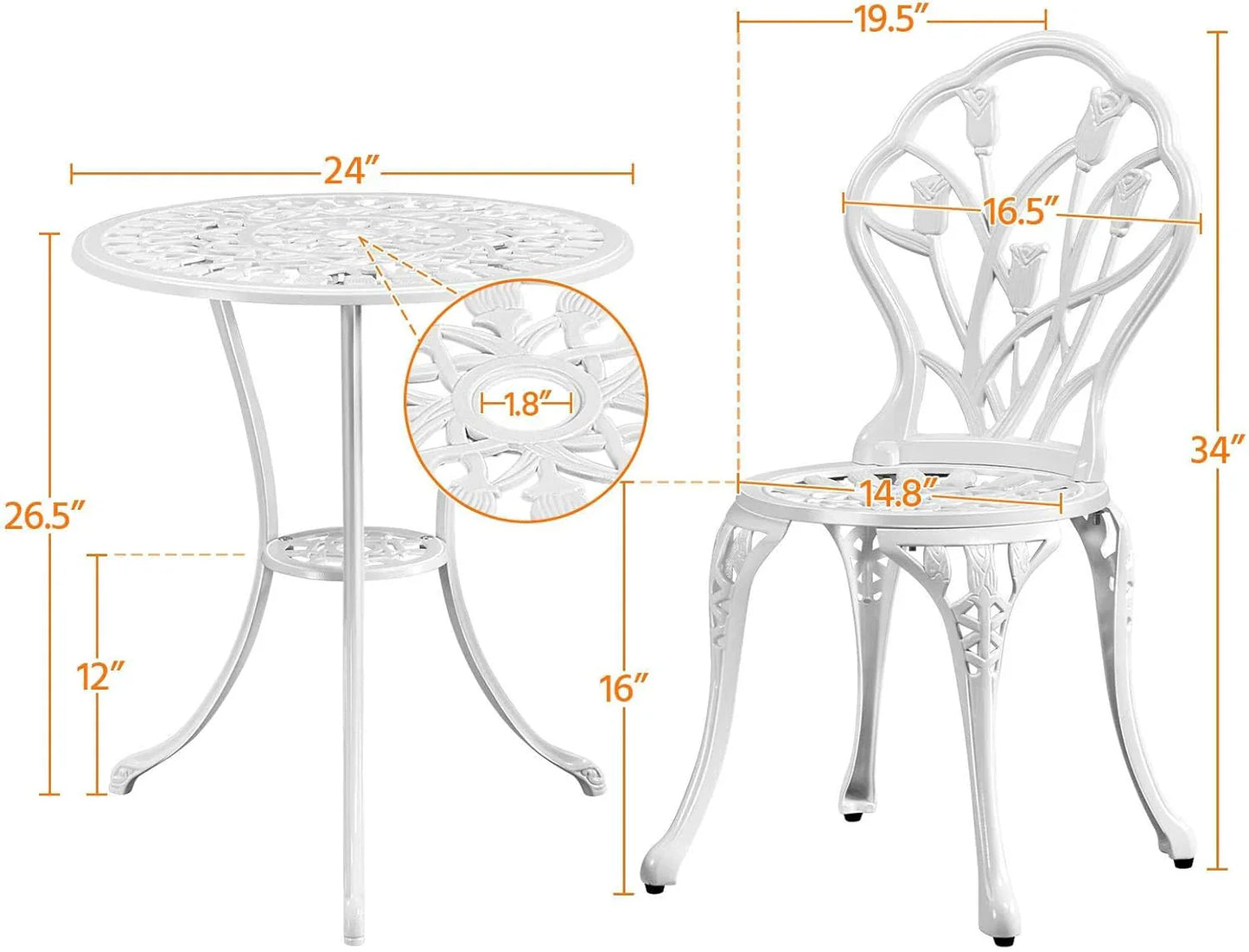 Patio Bistro Sets 3 Piece Cast Aluminum Bistro Table