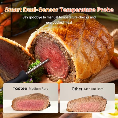 Tastee Ceramic Air Fryer, 8 in 1 Compact 5.5QT AirFryers, 450°F Digital Airfryer Dehydrator with Smart Probe, 24 Presets One touch Cooking, In app Recipes with Window, Dishwasher safe & Non stick : Home & Kitchen