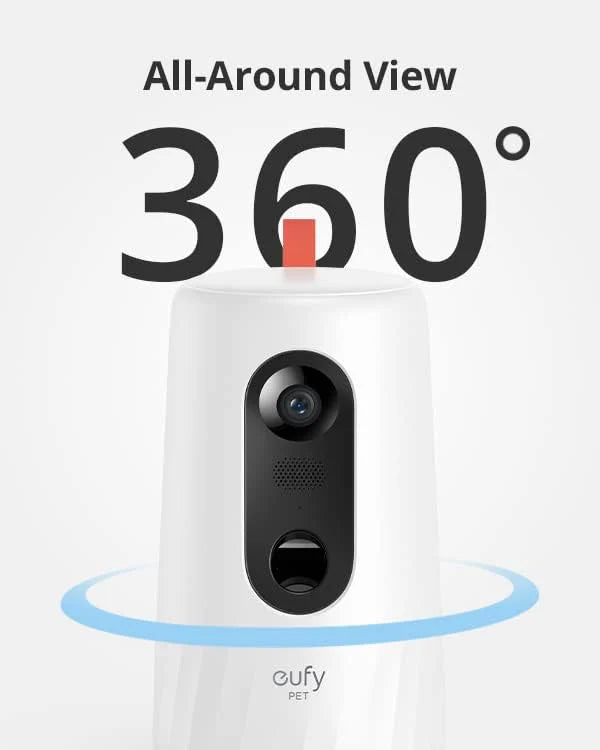 eufy 2K Pet Camera with Phone App, New 2023, 360° View, On-Device AI Tracking, Dog Camera with Treat Dispenser, 2-Way Audio, Doggy Diary, Bark Alerts, Local Storage, No Monthly Fee