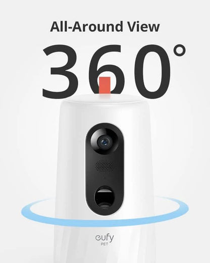 eufy 2K Pet Camera with Phone App, New 2023, 360° View, On-Device AI Tracking, Dog Camera with Treat Dispenser, 2-Way Audio, Doggy Diary, Bark Alerts, Local Storage, No Monthly Fee