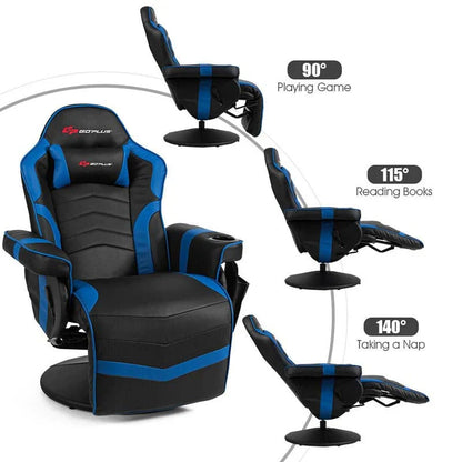 Pu Leather Massage Gaming Chair Ergonomic High Back Racing Style Gaming Recliner With Adjustable Backrest Amp Footrest Cup Holder Side Pouch - Comfortable And Ergonomic Design