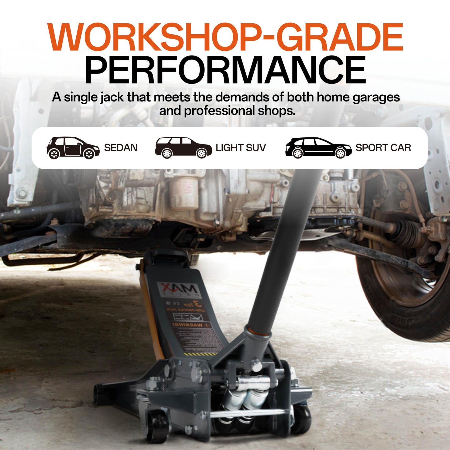 MAXORITY 3-Ton Low Profile Hydraulic Steel Floor Jack