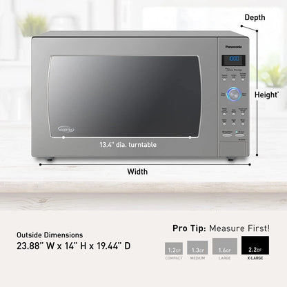 Panasonic NN-SN966S 2.2 Cu. Ft. 1250W Stainless Steel Microwave Oven with Inverter & Genius Sensor, Countertop/Built-In