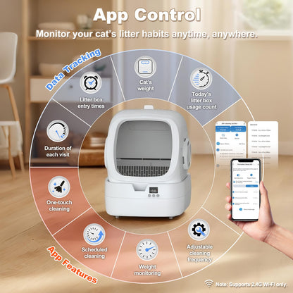 MINTAKAWA Automatic Cat Litter Box - Self-Cleaning, App Control