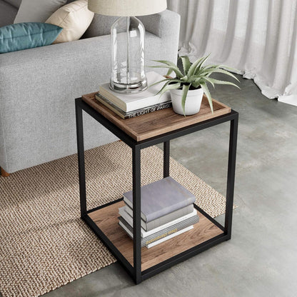 Nathan James Sonia Coffee Table with Storage Shelf, Light Wood/Rattan