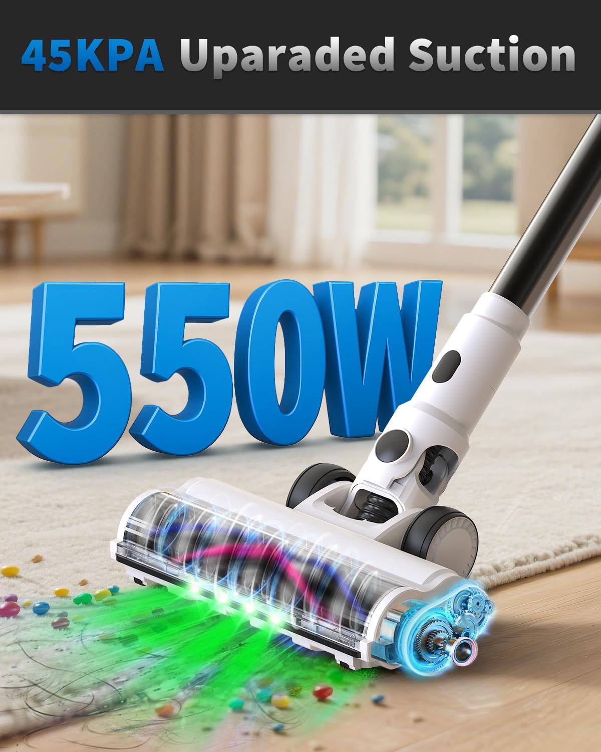 NUYUPO Cordless Vacuum Cleaner with 2 Batteries & 110 Min Runtime