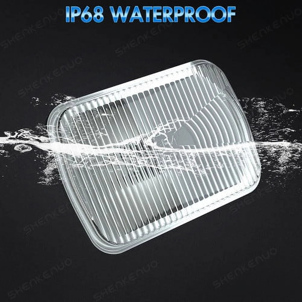 for Ford F 150 F 250 Truck E-150 E-250 Van 5x7'' 7x6'' LED Crystal Clear Glass Lens Headlight Set