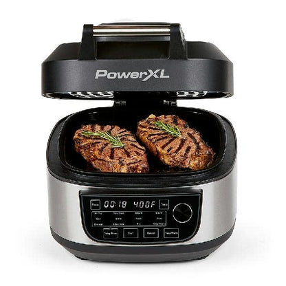 PowerXL Grill Air Fryer Combo Plus 6 QT 12 in 1 Indoor Slow Cooker, Roast, Bake, 1550 Watts, Stainless Steel Finish : Home & Kitchen