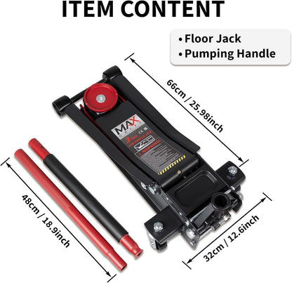MAXORITY 3-Ton Low Profile Hydraulic Steel Floor Jack