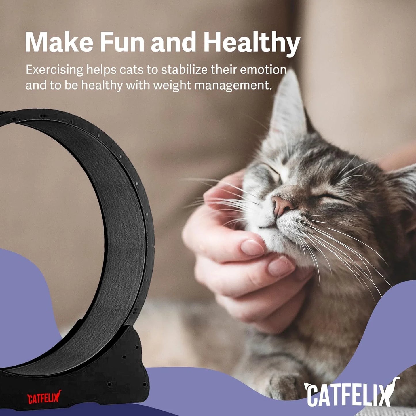 Cat Felix,Cat Wheel, Cat Exercise Wheel for Indoor, Easy Assembled Cat Treadmill for Fitness and Healthy, Cats Loss Weight Device (Pink) (White)
