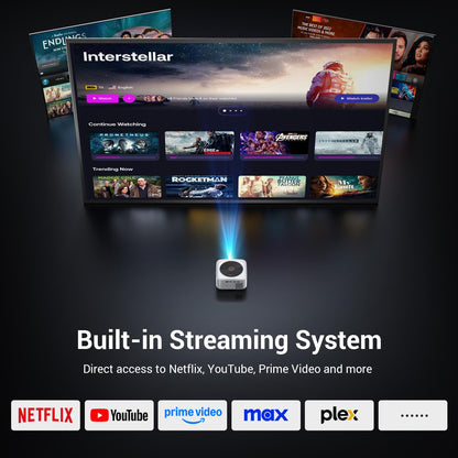 HAPPRUN 1500 ANSI Lumens Smart Outdoor Projector, 4K Resolution