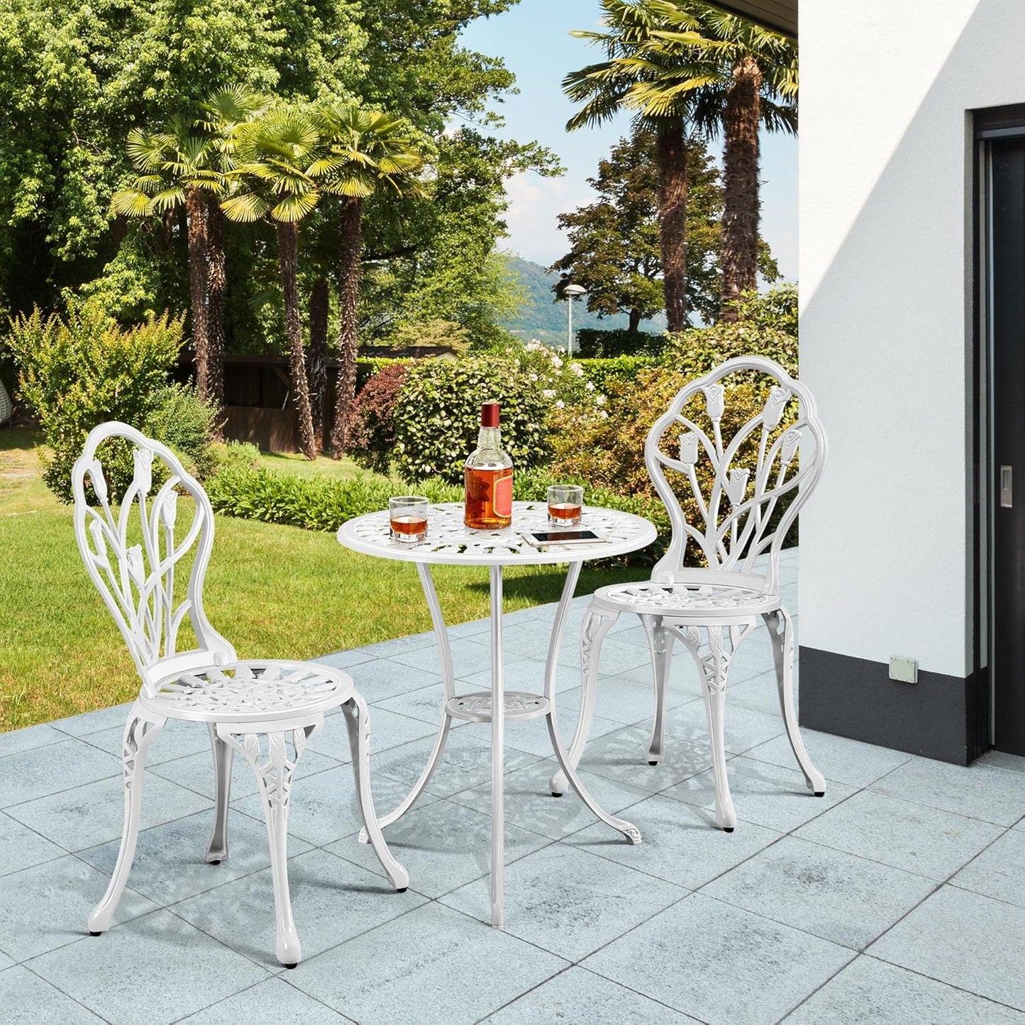 Patio Bistro Sets 3 Piece Cast Aluminum Bistro Table