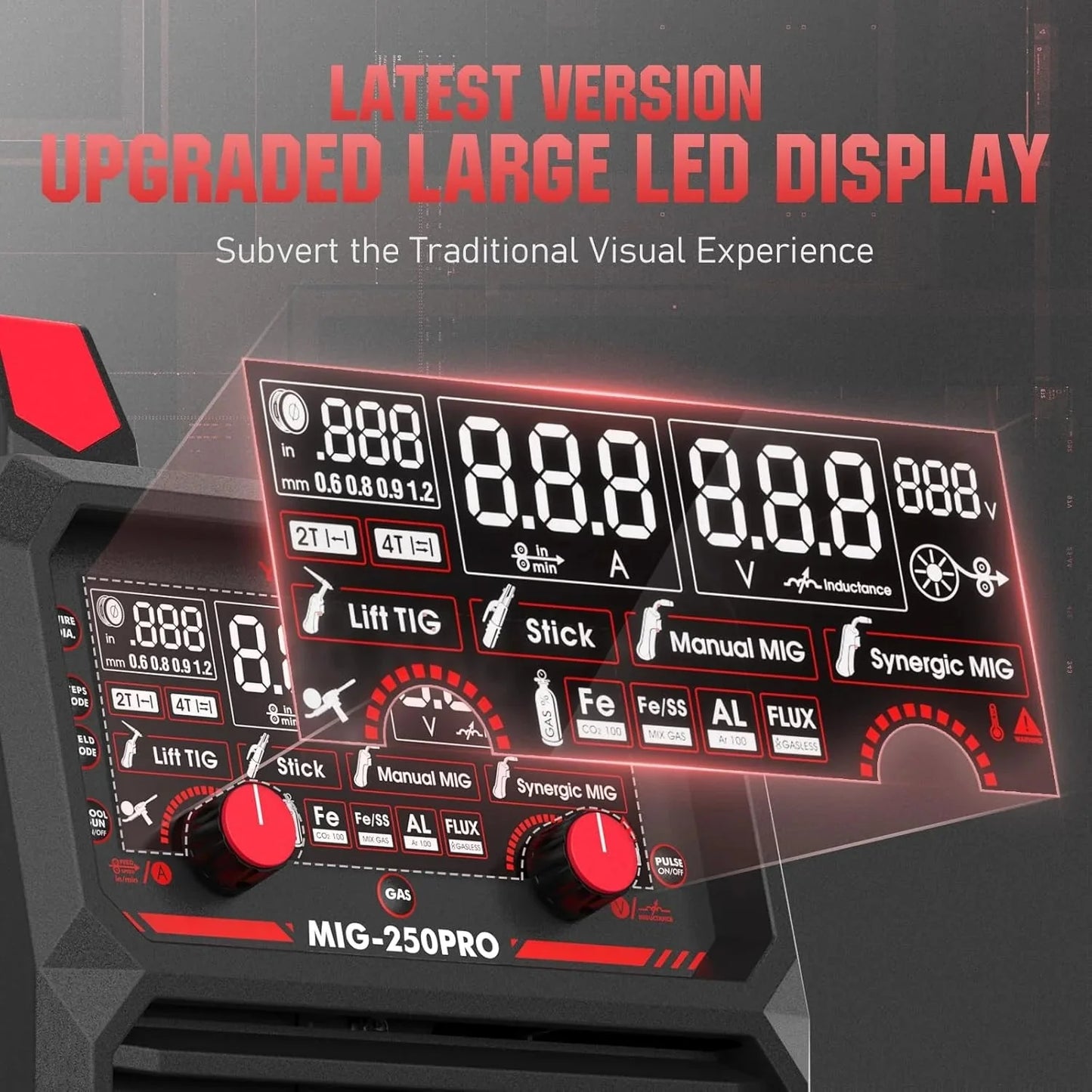 YESWELDER 135Amp MIG Welder,110V Flux Core Welder Flux Core MIG/Lift TIG/Stick 3-in-1 Large LED Digital Display Welding Machine IGBT Inverter Welder FLUX-135PRO