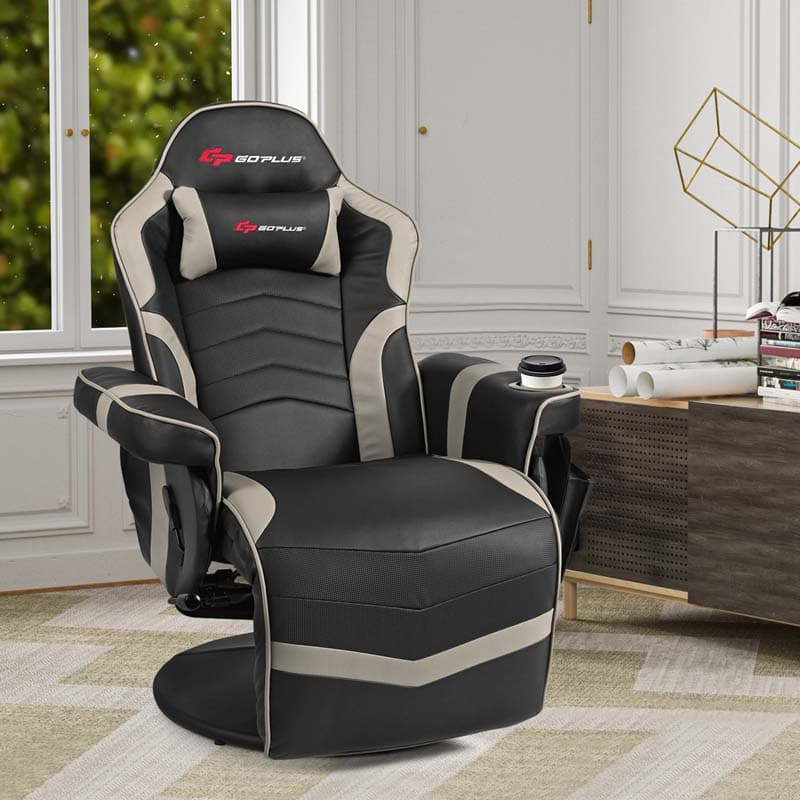 Pu Leather Massage Gaming Chair Ergonomic High Back Racing Style Gaming Recliner With Adjustable Backrest Amp Footrest Cup Holder Side Pouch - Comfortable And Ergonomic Design