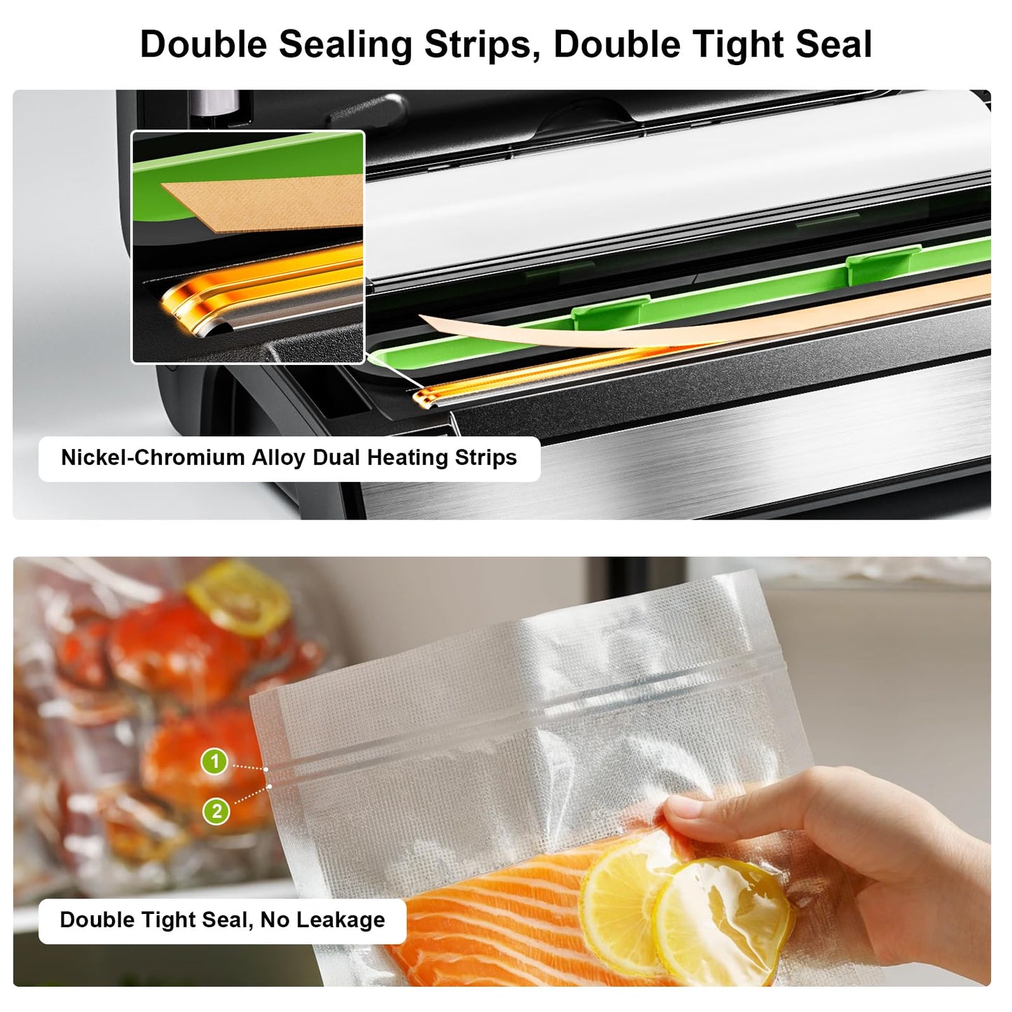 GASBYE 95kPa Vacuum Sealer Machine with Double Heat Seal