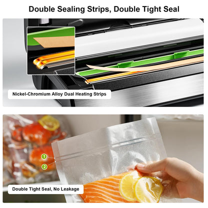 GASBYE 95kPa Vacuum Sealer Machine with Double Heat Seal