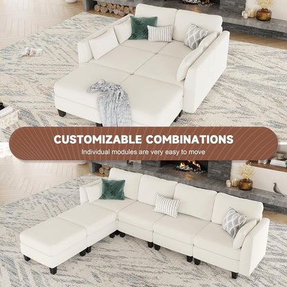 Modular Sectional Sofa, Convertible U Shaped Sofa Couch with High Density Memory Foam, 6 Seat Comfy Modular Sofa Couch for Living Room, Modern U Shaped Sectional Sofa, Dimgrey