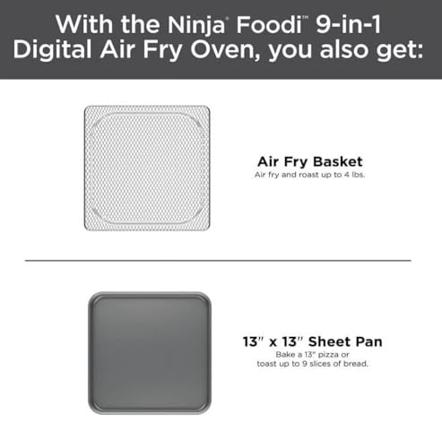 Ninja Foodi 9 in 1 Digital Air Fry Oven, Convection Oven, Toaster, Air Fryer with Flip Away Storage, Air Roast, Bake, Broil, Dehydrate, Reheat, Stainless Steel (102A) : Home & Kitchen