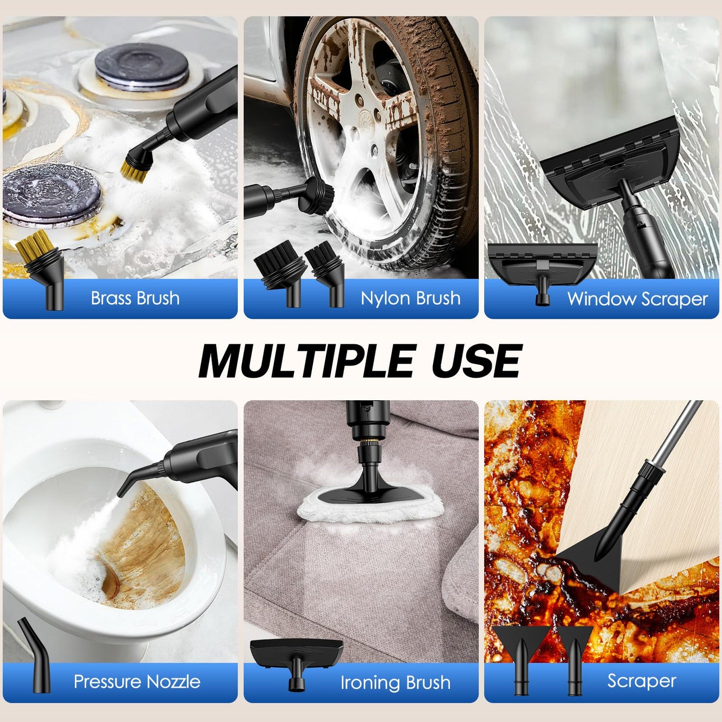 ODSD Steam Cleaner for Home & Car - 3-Level Adjustable