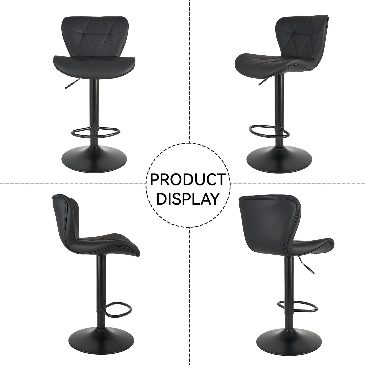 NALUPATIO Modern Bar Stools Set of 2 - Adjustable Faux Leather