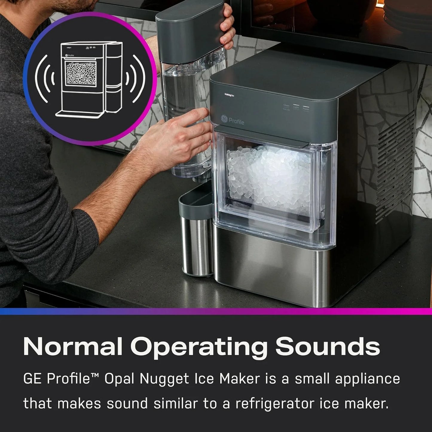 Countertop Nugget Ice Maker with Side Tank | Ice Machine with WiFi Connectivity | Smart Home Kitchen Essentials | Stainless Steel