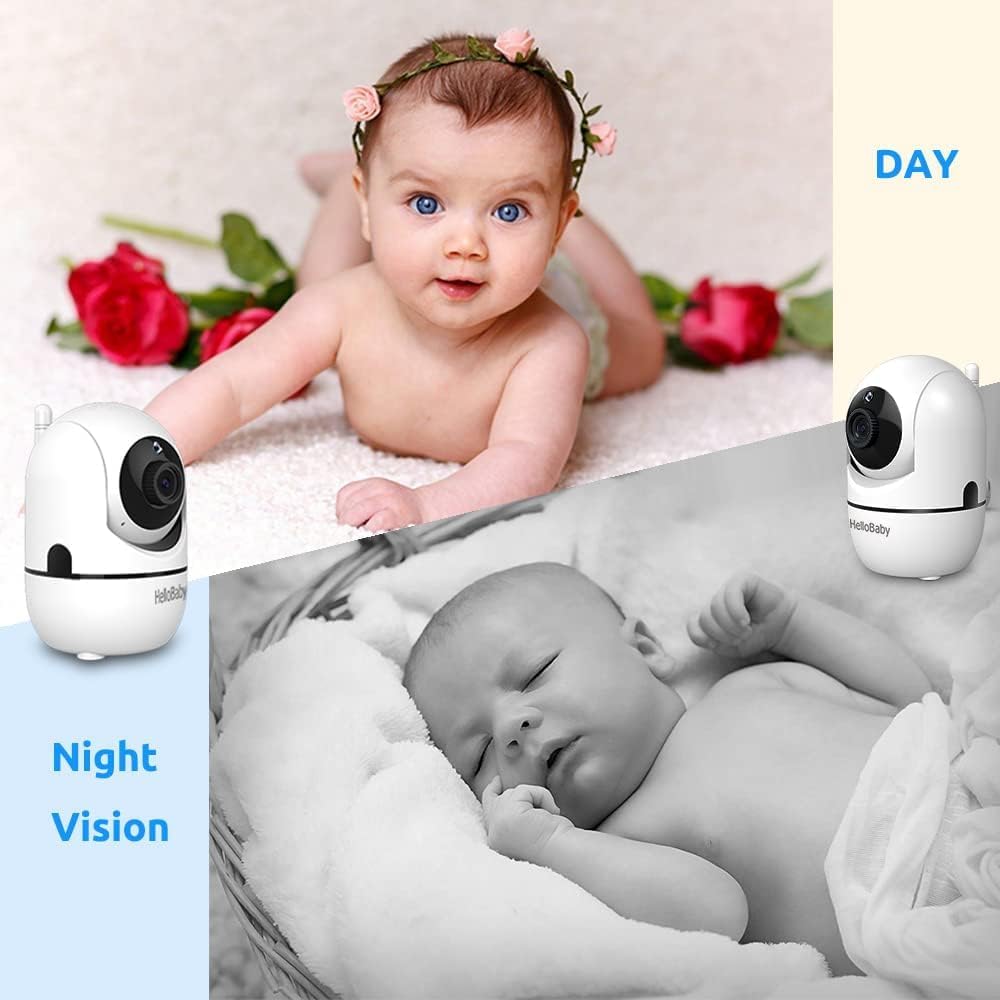 HELLOBABY Upgrade Baby Monitor - 30-Hour Battery, 2 Cameras, Night Vision