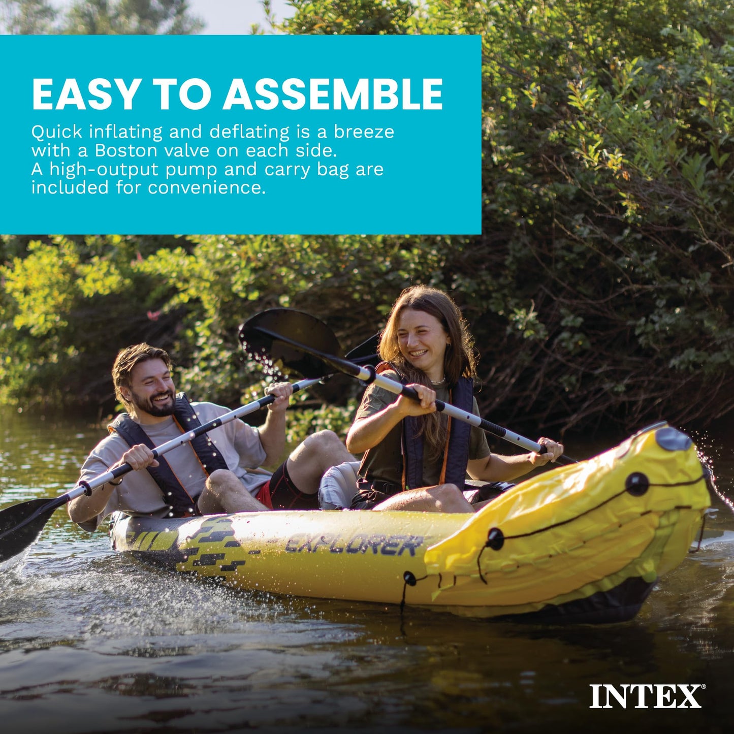 INTEX Explorer K2 Inflatable Kayak Set for 2 People