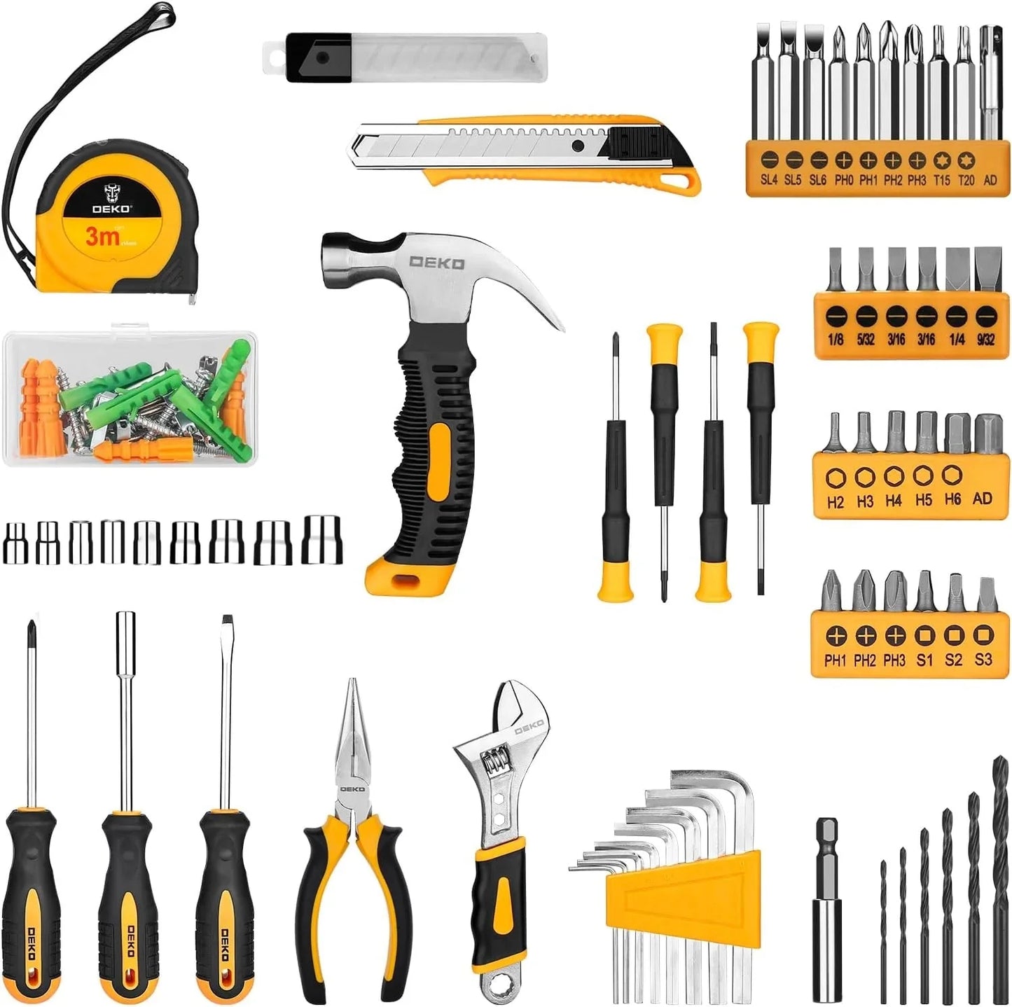 DEKOPRO Tool SetTool Kit with 8V Cordless Drill,Tool Box with Drill,Hand Drill Set for Men & Women,Home Tool Kits for House Repair,Handyman,DIY 126 Piece