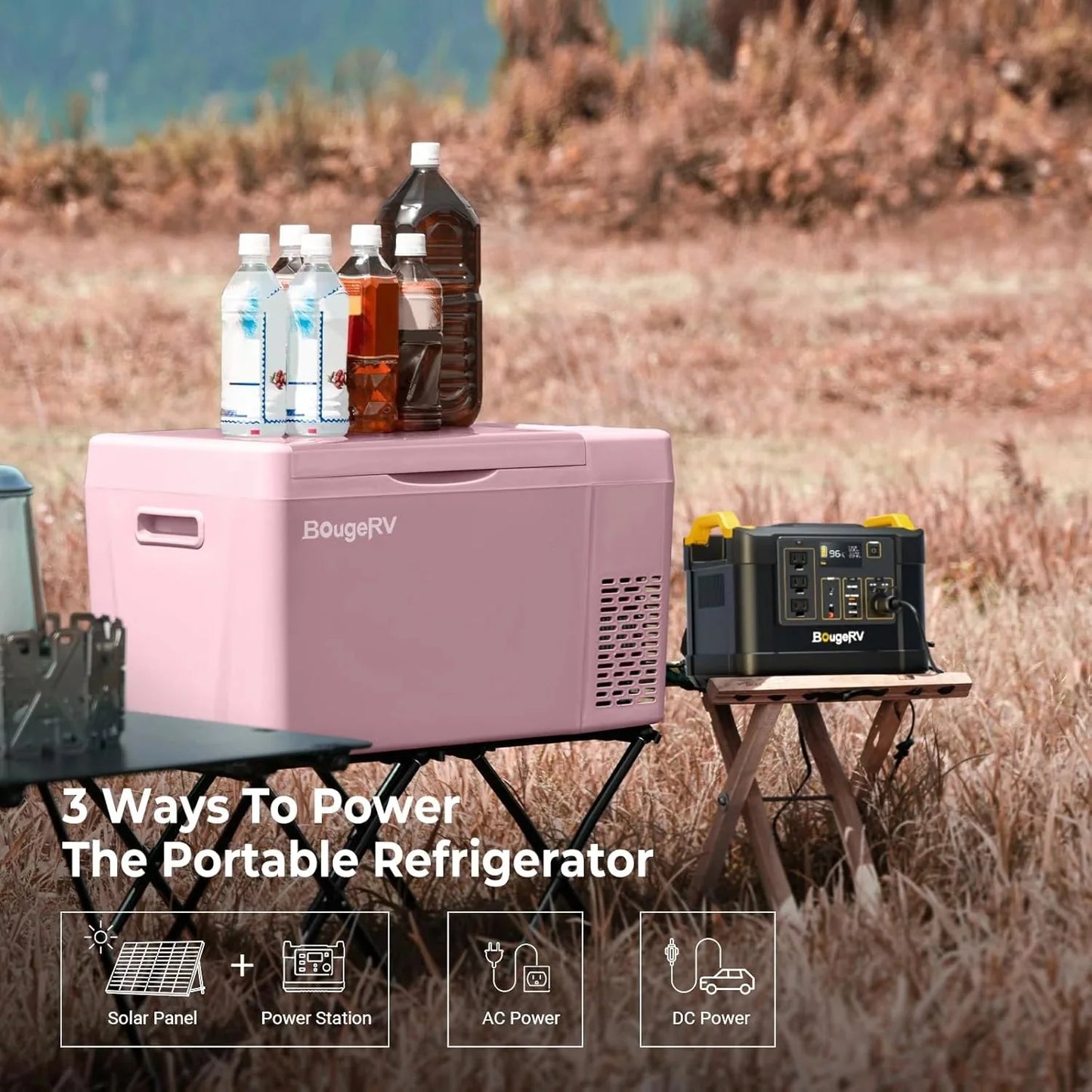 BougeRV 12 Volt Refrigerator 12V Car Fridge 23 Quart Portable Freezer Compressor Cooler 12/24V DC 110~240 Volt AC for Truck Van RV Camper SUV Travel Camping Road Trips Tailgating -7℉~50℉