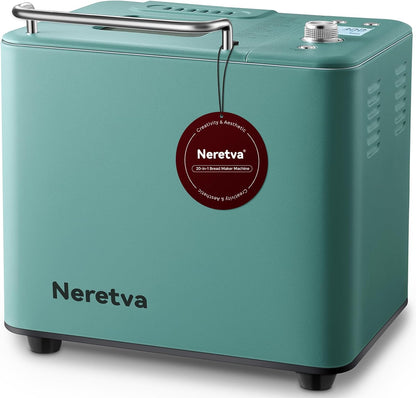 Neretva Bread Maker, 20-in-1 2LB Bread Maker Dual Heater Bread Maker Automatic with Non-Stick Ceramic Pan