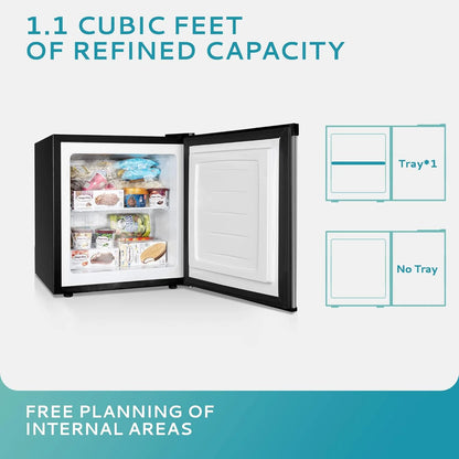 Upright freezer, 3.0 Cubic Feet, Single Door Compact Mini Freezer with Reversible Stainless Steel Door, Small freezer for Home/Dorms/Apartment/Office (Silver)