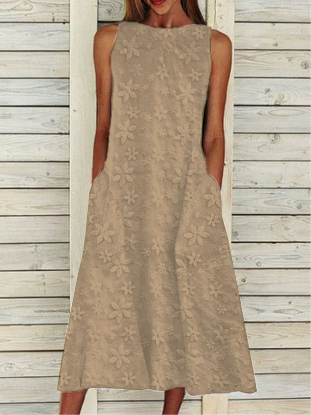 Linen Plain Cotton And Linen Dress