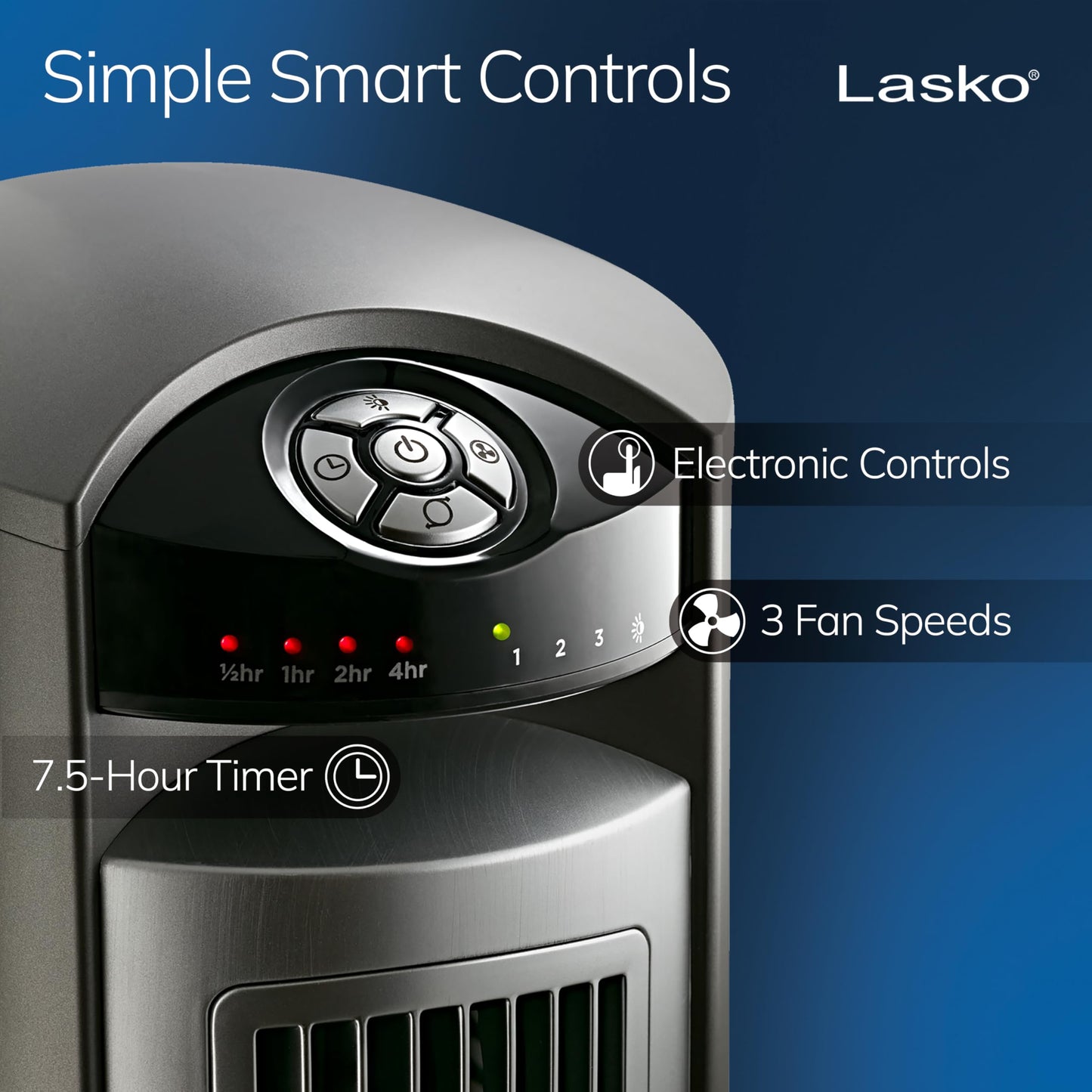 LASKO Oscillating Tower Fan with Remote - 42" Silver