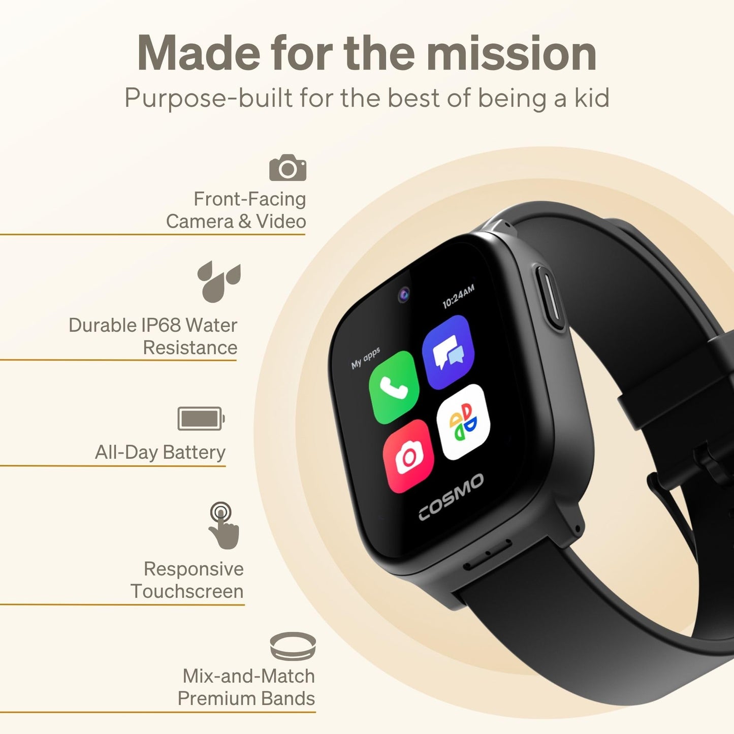 JRTRACK Kids Smart Watch by Cosmo | GPS Tracking & Safety Alerts