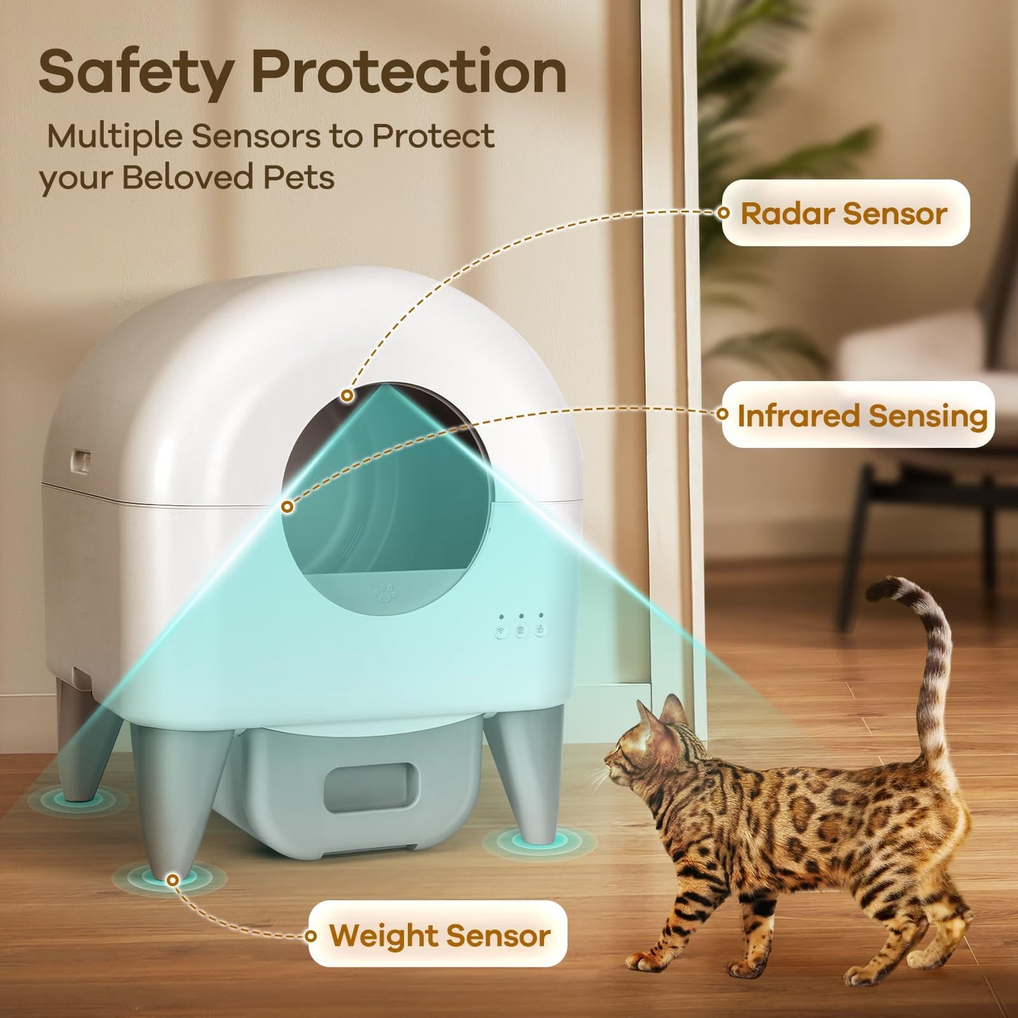 FUMOI Automatic Cat Litter Box with App Control & Capacity