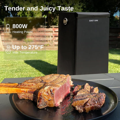 EAST OAK 30" Outdoor Electric Smoker | Built-in meat probe, smokes up to 6 times longer in a single load, side loader for uninterrupted smoking