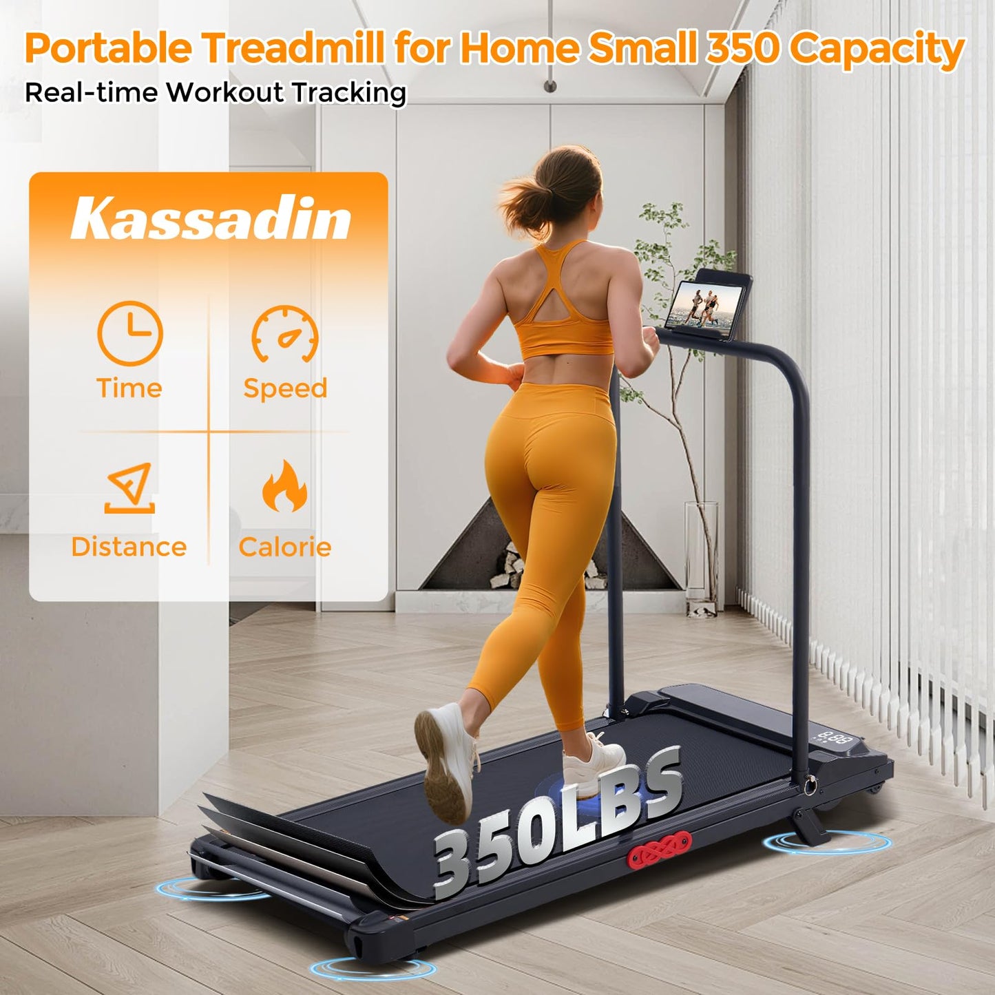 KASSADIN Walking Pad with Handle Bar - Portable Treadmill
