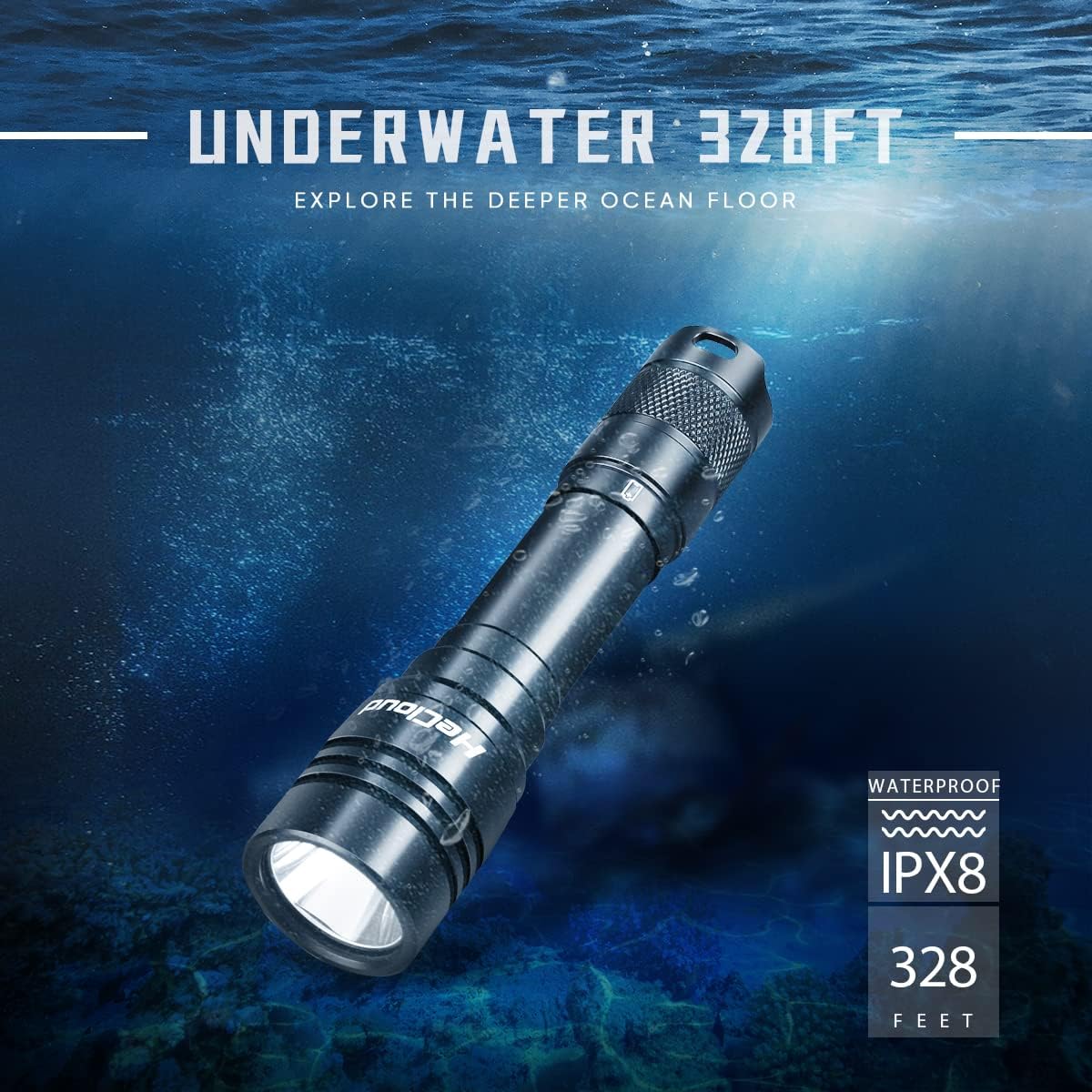 Scuba Diving Flashlight with Rechargeable Dive Light Scuba Diving 5500LM Underwater Flashlight 328ft IPX8 Waterproof 4 Modes Scuba Dive Light with Charger for Submarine Deep Sea Snorkeling