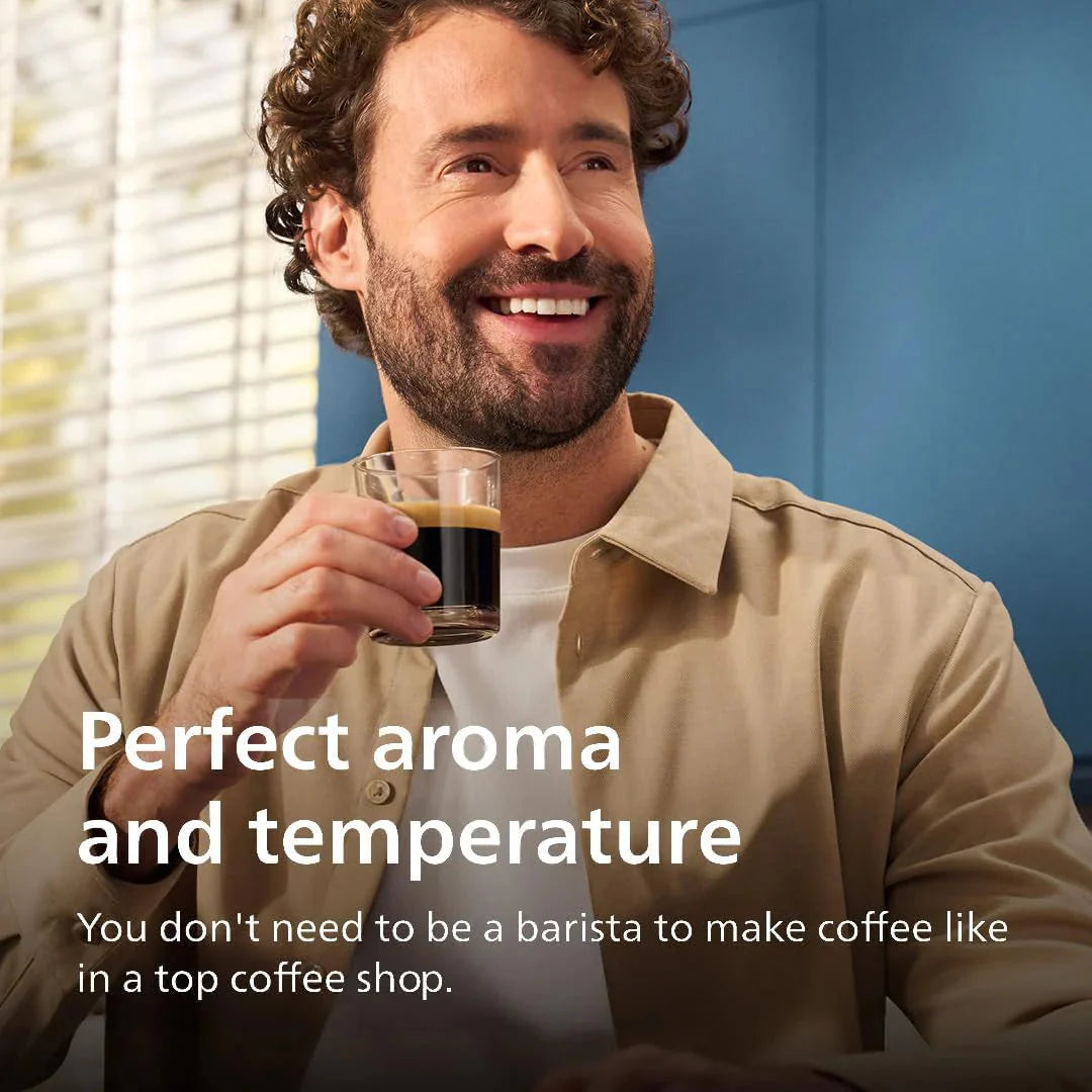 Philips Series 3300 Fully Automatic Espresso Coffee Machine - 6 Hot & Iced Drinks, LatteGo Milk System, 40% Quieter SilentBrew, Ceramic Grinder, Aquaclean Filter, Glossy Black (EP3341/50)