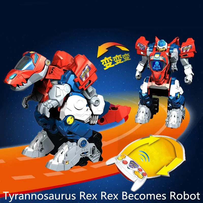 One-key Deformation Dinosaur Robot With Sound and Llight Music Dinosaur knowledge Remote Control Dinosaur RC Robot Toy Children